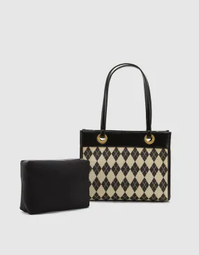 Argyle Tote Bag With Purse