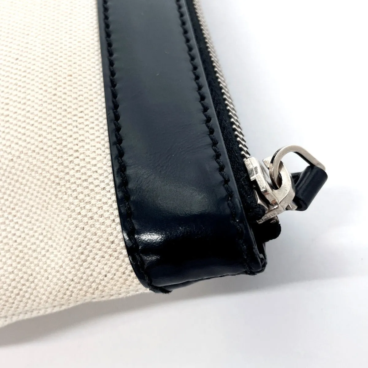 BALENCIAGA Clutch bag 373834 Canvas, Leather beige Navy clip M unisex