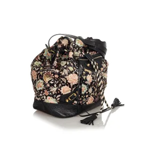 Balenciaga Floral Print Satin Bucket Bag (SHG-25724)