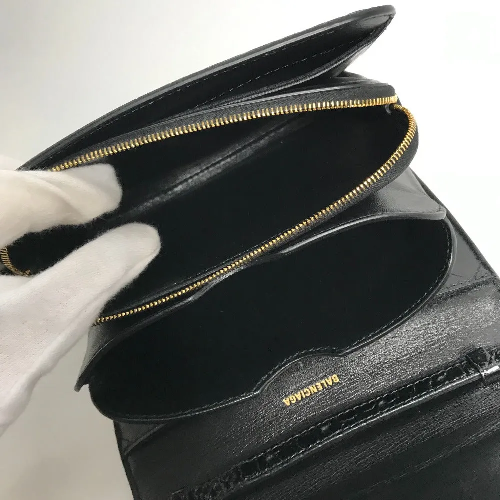 BALENCIAGA Shoulder Bag 592898 Embossed leather black 2WAY clutch bag pouch B logo quilting Women