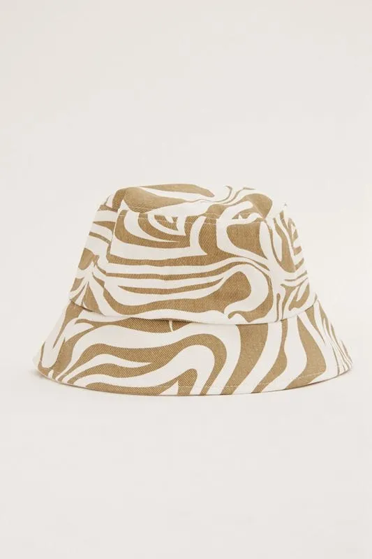 Beige Graphic Bucket Hat