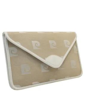 Beige Logo Jacquard Clutch