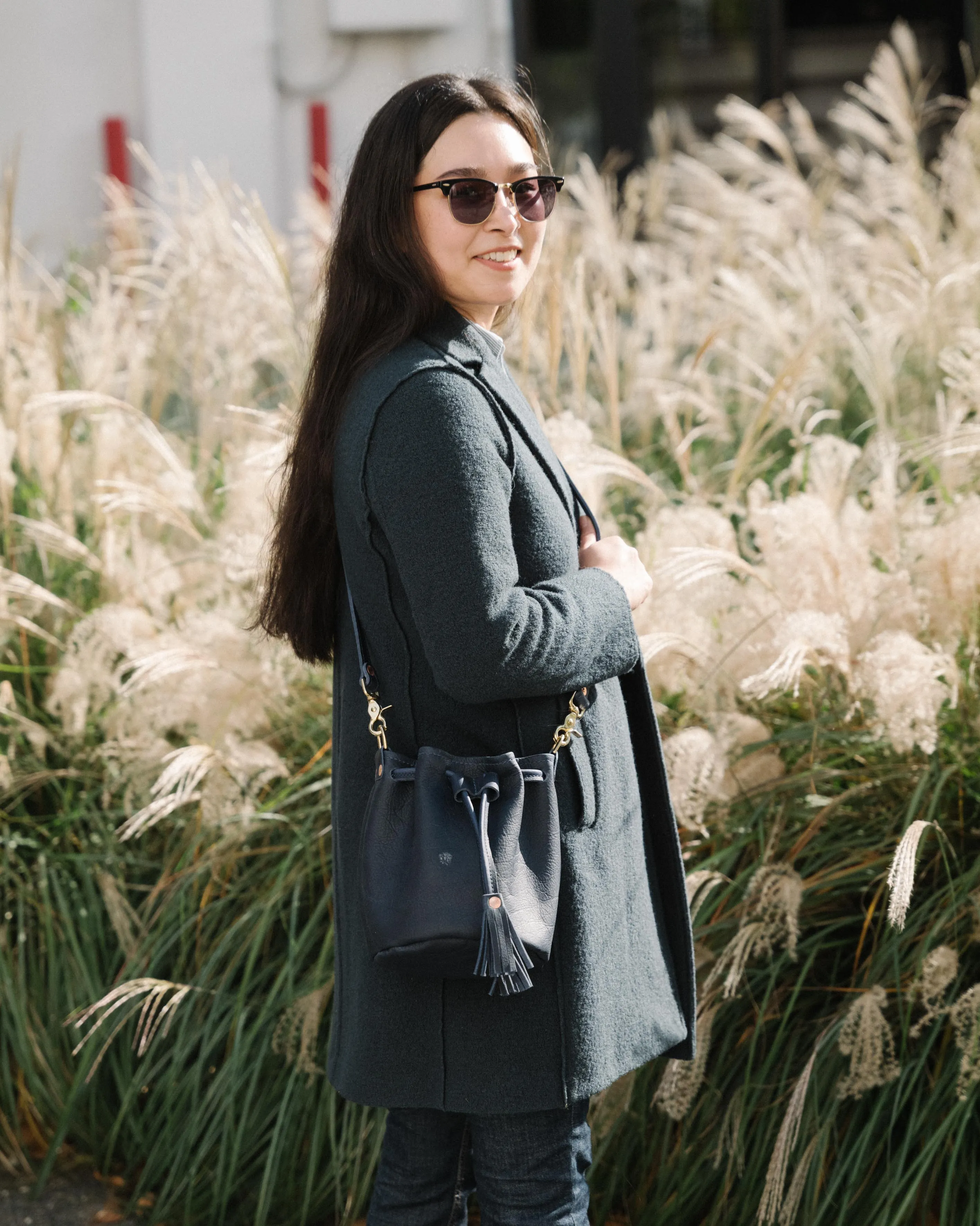 Blue Cypress Mini Bucket Bag