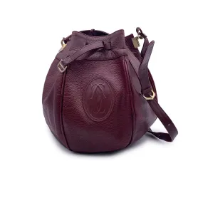 Cartier Vintage Burgundy Leather Drawstring Bucket Shoulder Bag