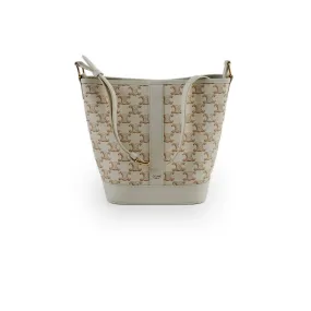 Celine Small Bucket Triomphe White Bag