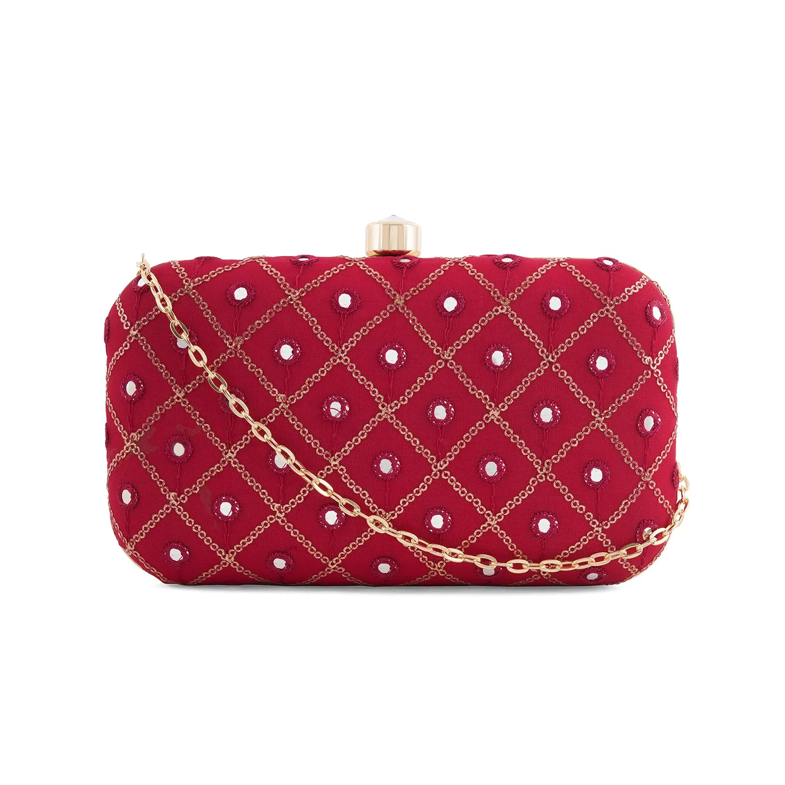 Festive Duet Pink Embroidered Clutch