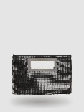 Jewelled Frame Clutch With Metal Handle