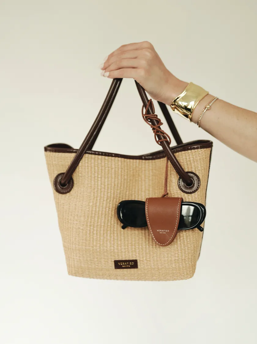 Leather-trimmed Raffia Bucket Bag(Final Sale)