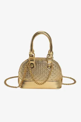 Mini Vegan Satchel purse With Detachable Gold Chain