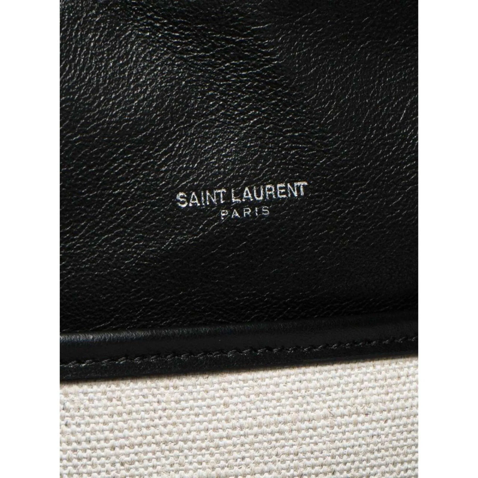 Saint Laurent Teddy White Coated Linen Drawstring Bucket Bag